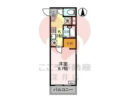 ネオハース金岡(1K/2階)の間取り写真