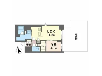 ラヴェール横川(1LDK/1階)の間取り写真