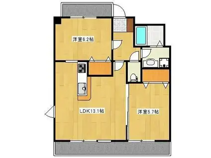 クロノス30新町II(2LDK/4階)の間取り写真