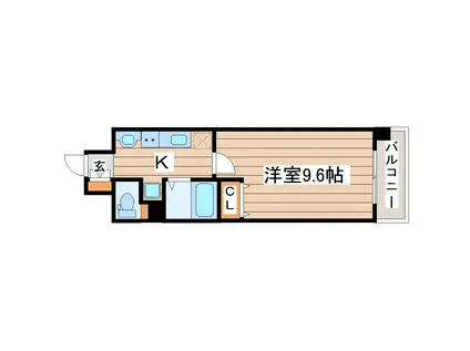 レジディア榴岡公園(1K/2階)の間取り写真