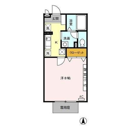 サニーコート帯山(1K/1階)の間取り写真