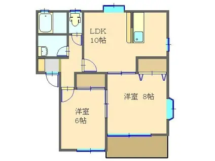 鈴の木ニュータウン C(2LDK/1階)の間取り写真