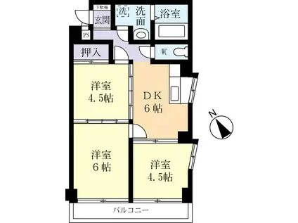 サンハイムつくば(3DK/4階)の間取り写真