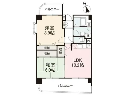グラシエール木太町(2LDK/6階)の間取り写真