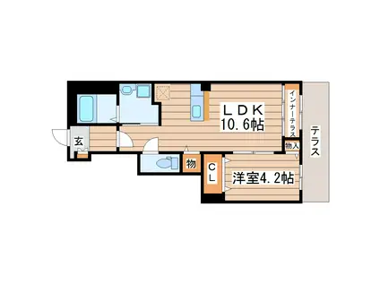 グランフォンテーヌ奏(1LDK/1階)の間取り写真