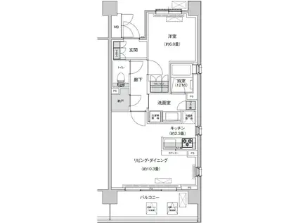 リージア経堂テラスガーデン(1LDK/3階)の間取り写真