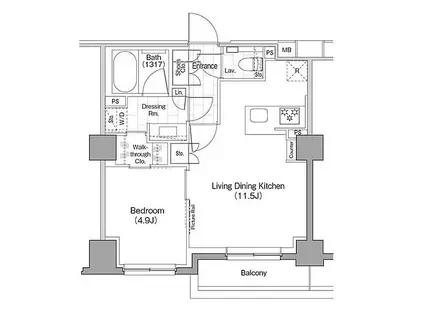 ザ・パークハビオ新宿(1LDK/2階)の間取り写真