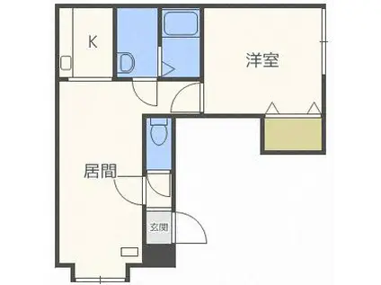 チェルシー上野幌(1LDK/3階)の間取り写真