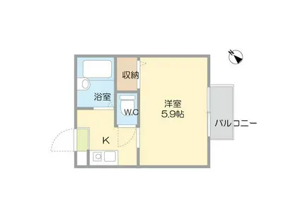 ＪＲ山陰本線 鳥取大学前駅 徒歩15分 2階建 築30年(1K/1階)の間取り写真