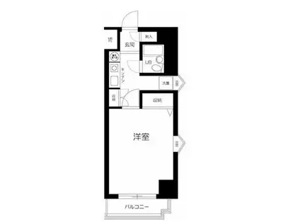 フローラル上野松が谷(1K/10階)の間取り写真