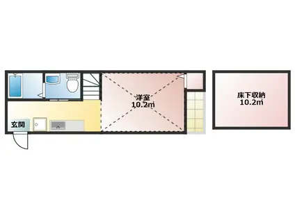 ヴェリテール本陣(1SK/2階)の間取り写真