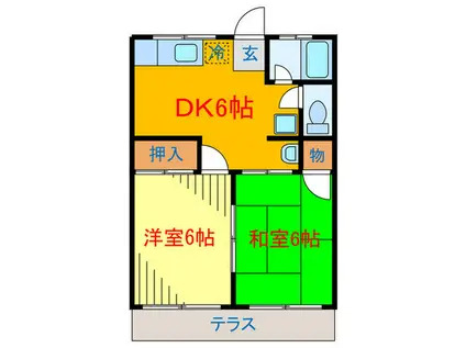 シティハイムベルウッド(2DK/1階)の間取り写真