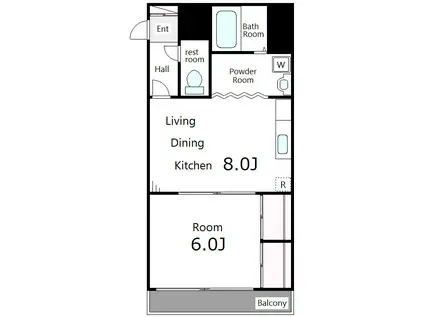 クレッセントハイム(1DK/2階)の間取り写真