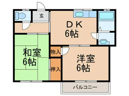 フラット松江(2DK/2階)の間取り写真