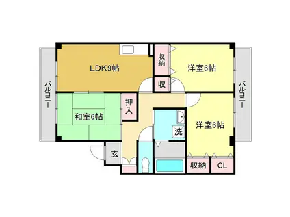 セゾンメルヴェーユ冬(3LDK/3階)の間取り写真