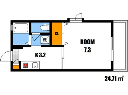 サントーク伴 B棟(1K/1階)の間取り写真
