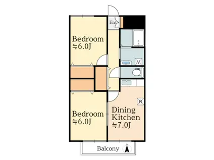 メゾンクレール(2DK/1階)の間取り写真