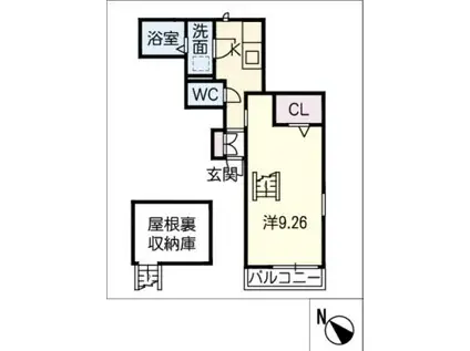 シトリン(1K/2階)の間取り写真