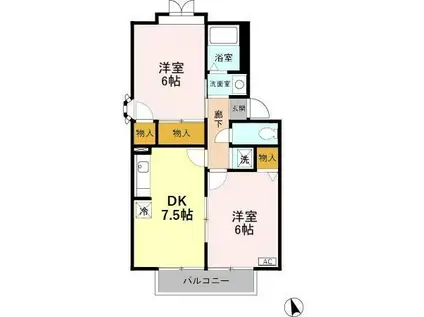 エステート21(2DK/2階)の間取り写真
