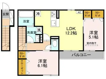 ソリッソ大久保西嶋(2LDK/2階)の間取り写真