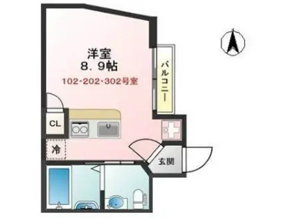 GLANZ四谷(ワンルーム/3階)の間取り写真