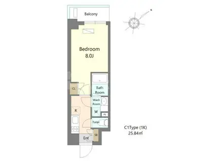 ALIVIS浦安(1K/1階)の間取り写真