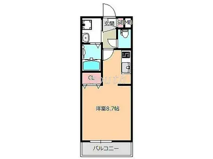 レーヴメゾン東住吉(ワンルーム/3階)の間取り写真