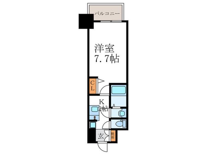 フォーリアライズ京都大将軍(1K/4階)の間取り写真