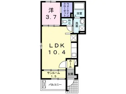 メゾンクレール(1LDK/1階)の間取り写真