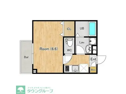 ジーメゾン大和イースト(1K/2階)の間取り写真