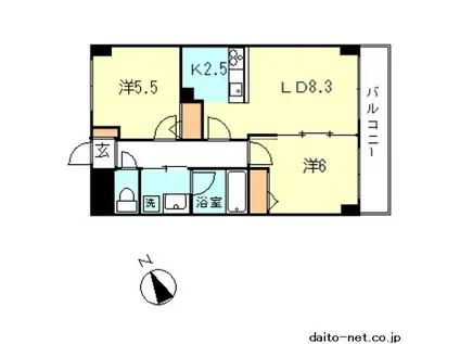 ハーベストヒルズ溝の口1(2LDK/5階)の間取り写真