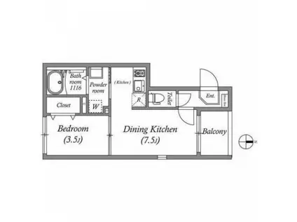 ハーモニーテラス東野南井ノ上町(1LDK/2階)の間取り写真