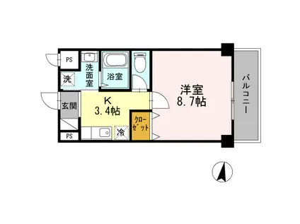 サンヒルズ(1K/2階)の間取り写真