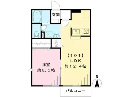 エルメゾン ソレイユ(1LDK/1階)の間取り写真