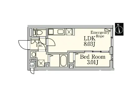 アグレシオ品川大井(1LDK/2階)の間取り写真