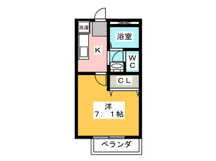 ソレジオ掬(1K/2階)の間取り写真