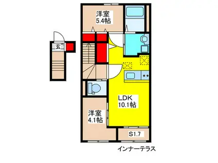 茨木市宇野辺アパート工事(2SLDK/2階)の間取り写真