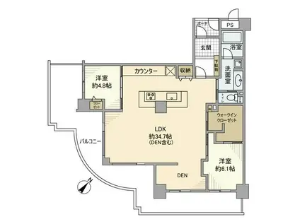 プローラ津田沼(2LDK/14階)の間取り写真