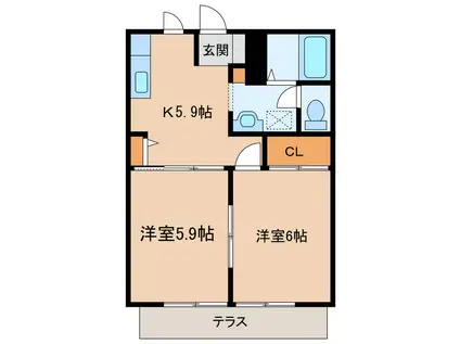 パストラルA(2K/1階)の間取り写真