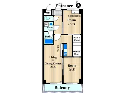 シーサンゴ(2LDK/3階)の間取り写真