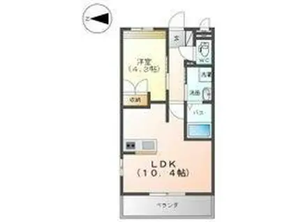 イーストヒルズ宿郷(1LDK/4階)の間取り写真