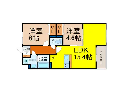 エクスリブリス(2LDK/1階)の間取り写真