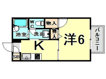 プティM1(1K/2階)の間取り写真
