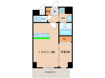 アリュールII(1LDK/6階)の間取り写真