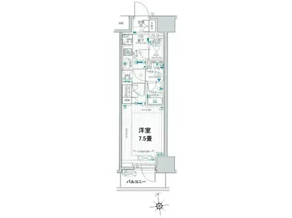 デュオステージ蒲田(1K/5階)の間取り写真
