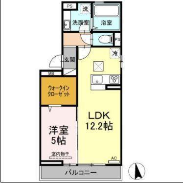 NAGISA A棟(1LDK/1階)の間取り写真
