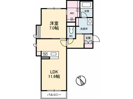 シャーメゾンコンソラータ(1LDK/2階)の間取り写真