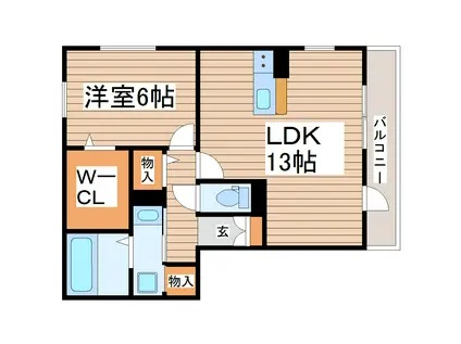 ミレ・パルク長町(1LDK/2階)の間取り写真