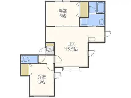 サウスワード澄川(2LDK/2階)の間取り写真