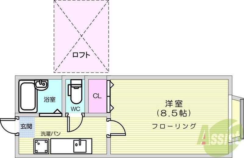 ホワイトキャッスル34番館(1K/1階)の間取り写真